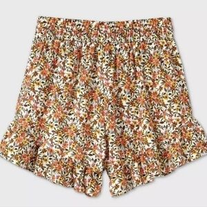Wild Fable High Waist Floral Ruffle Hem Shorts